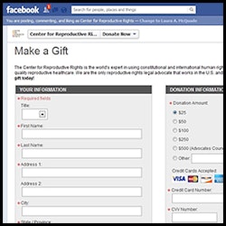 Facebook Donation Form