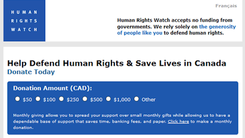 Human Rights Watch Donation Form