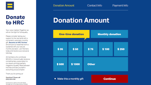 Human Rights Campaign Donation Form