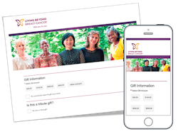 Living Beyond Breast Cancer Mobile Responsive Donation Forms