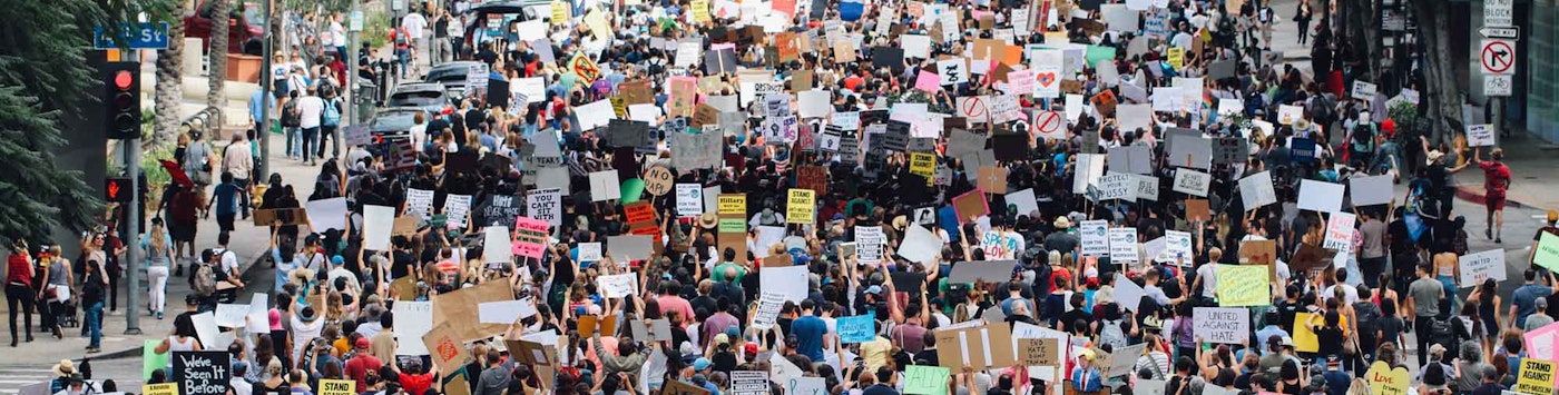 Protesters marching in Los Angeles