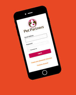Pet Partners Log In Form on Phone