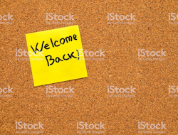 Post It Note that says Welcome Back