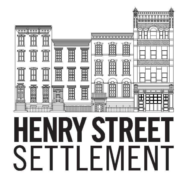 Black and white business building with Henry Street Settlement written on the bottom