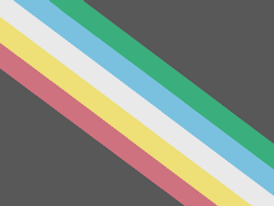 A charcoal grey Disability Pride Month flag with a diagonal band from the top left to bottom right corner, made up of five parallel stripes in red, gold, pale grey, blue, and green