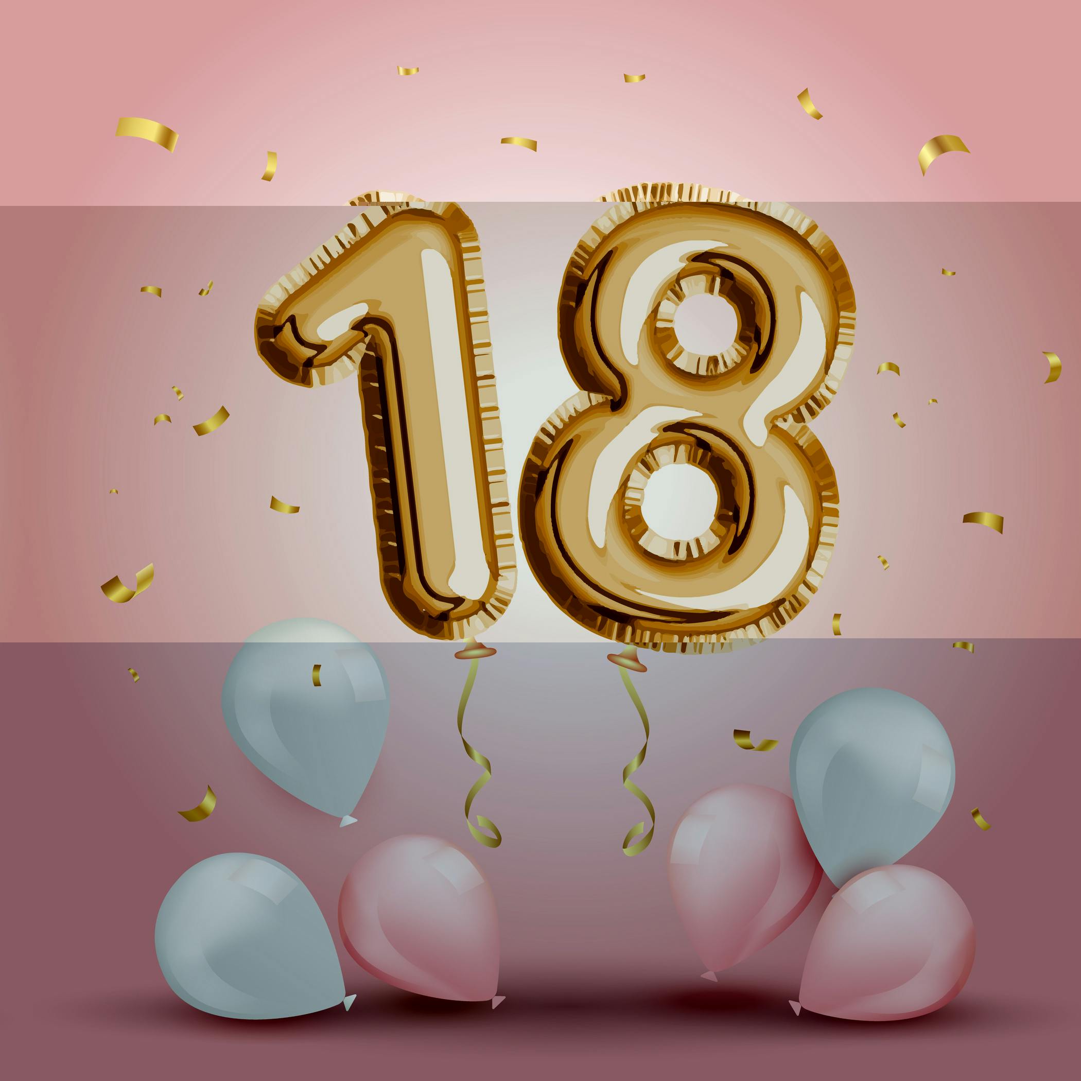 pink square with the number 18 in balloons