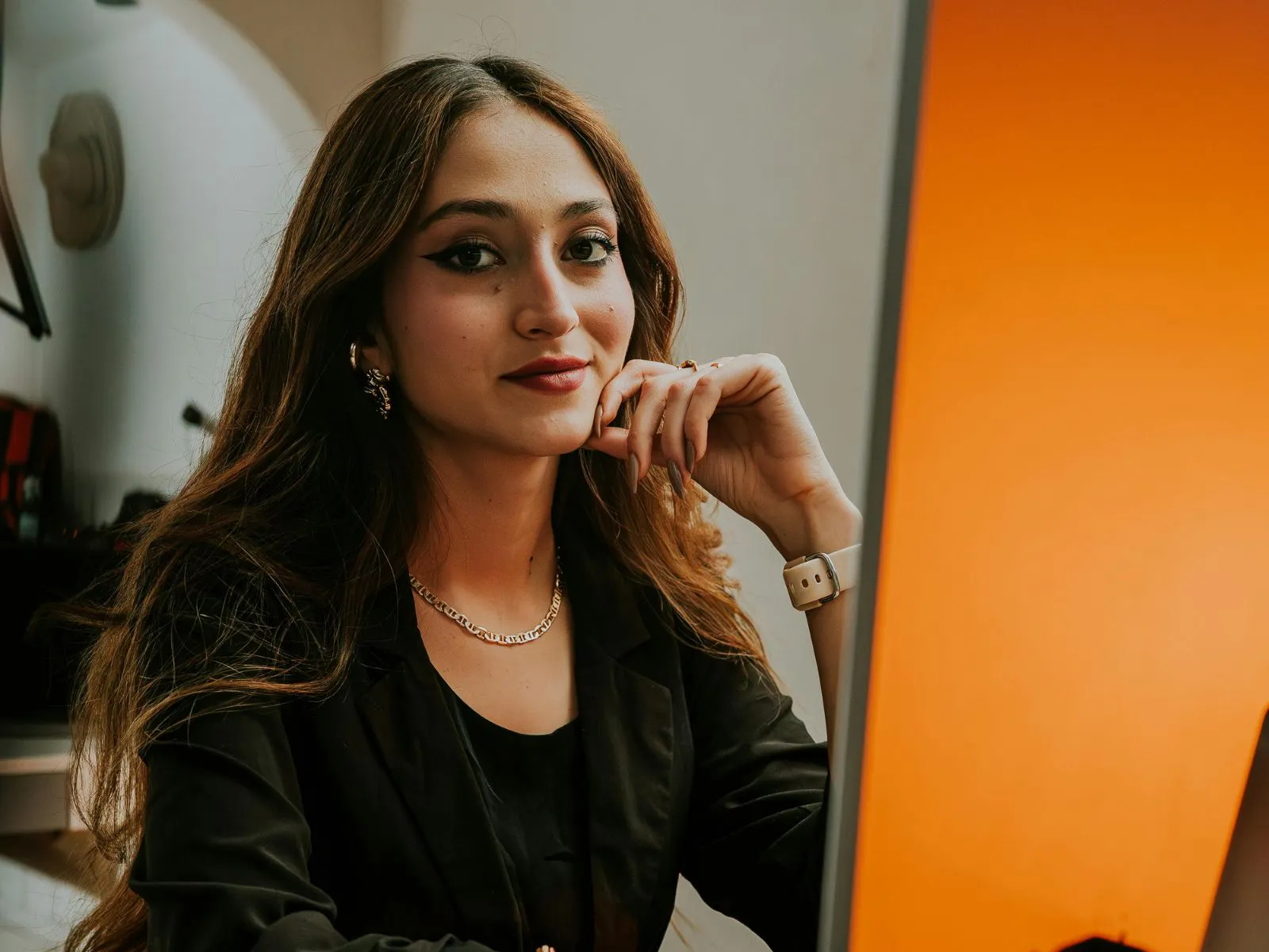 Woman working at a computer